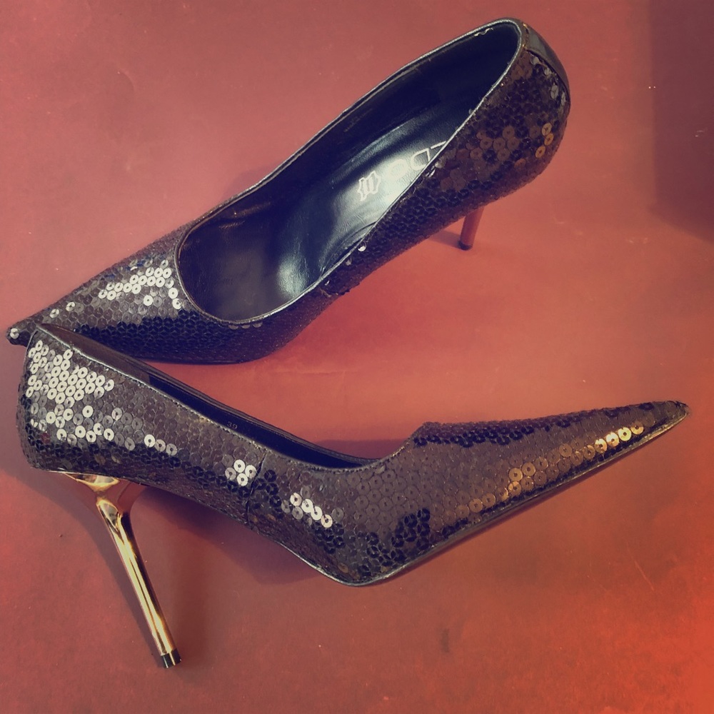 Aldo black sequined heels